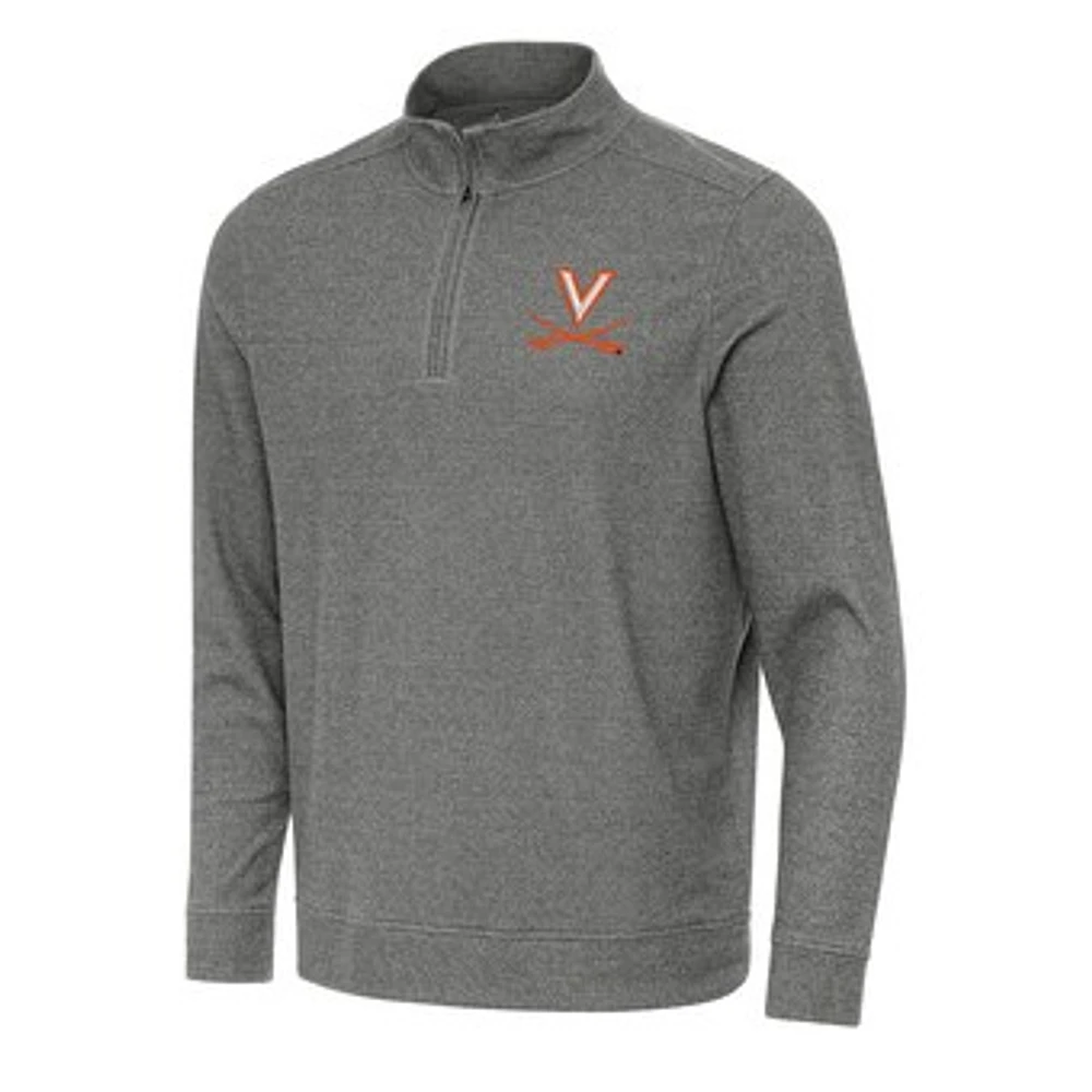 Men's Antigua Heather Charcoal Virginia Cavaliers Subtle Quarter-Zip Sweatshirt