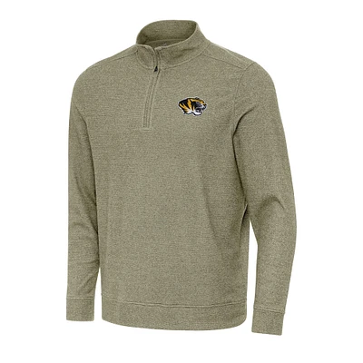 Men's Antigua Olive Missouri Tigers Subtle Quarter-Zip Sweatshirt