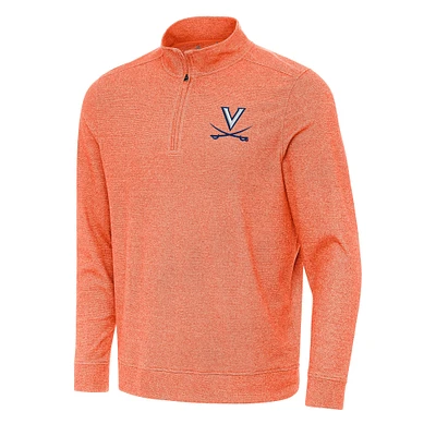 Men's Antigua Heather Orange Virginia Cavaliers Subtle Quarter-Zip Sweatshirt