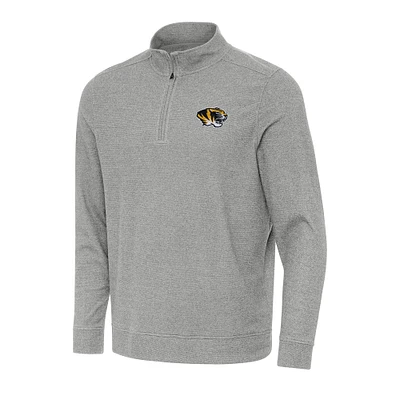 Men's Antigua Heather Gray Missouri Tigers Subtle Quarter-Zip Sweatshirt