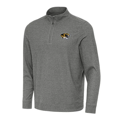 Men's Antigua Heather Charcoal Missouri Tigers Subtle Quarter-Zip Sweatshirt