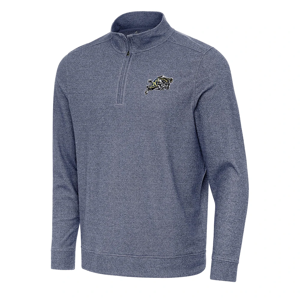 Men's Antigua Heather Navy Midshipmen Subtle Quarter-Zip Sweatshirt