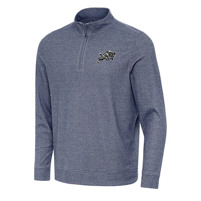 Men's Antigua Heather Navy Midshipmen Subtle Quarter-Zip Sweatshirt