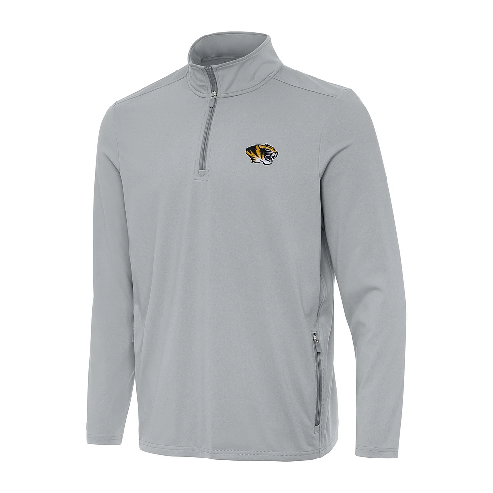 Men's Antigua Gray Missouri Tigers Perilous Quarter-Zip Sweatshirt