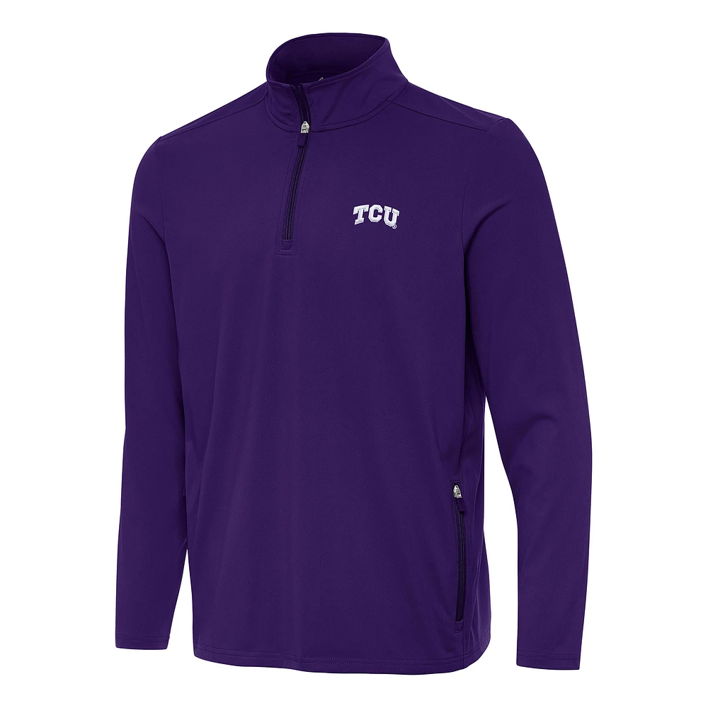 Men's Antigua Purple TCU Horned Frogs Perilous Quarter-Zip Sweatshirt