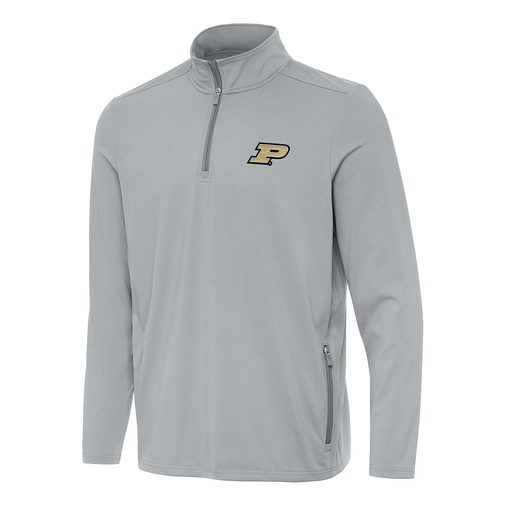 Men's Antigua Gray Purdue Boilermakers Perilous Quarter-Zip Sweatshirt