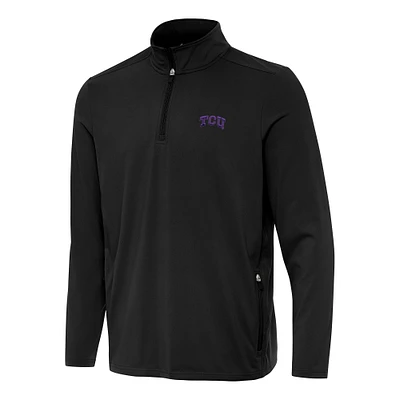 Men's Antigua Black TCU Horned Frogs Perilous Quarter-Zip Sweatshirt