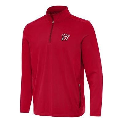 Men's Antigua Red Utah Utes Perilous Quarter-Zip Sweatshirt