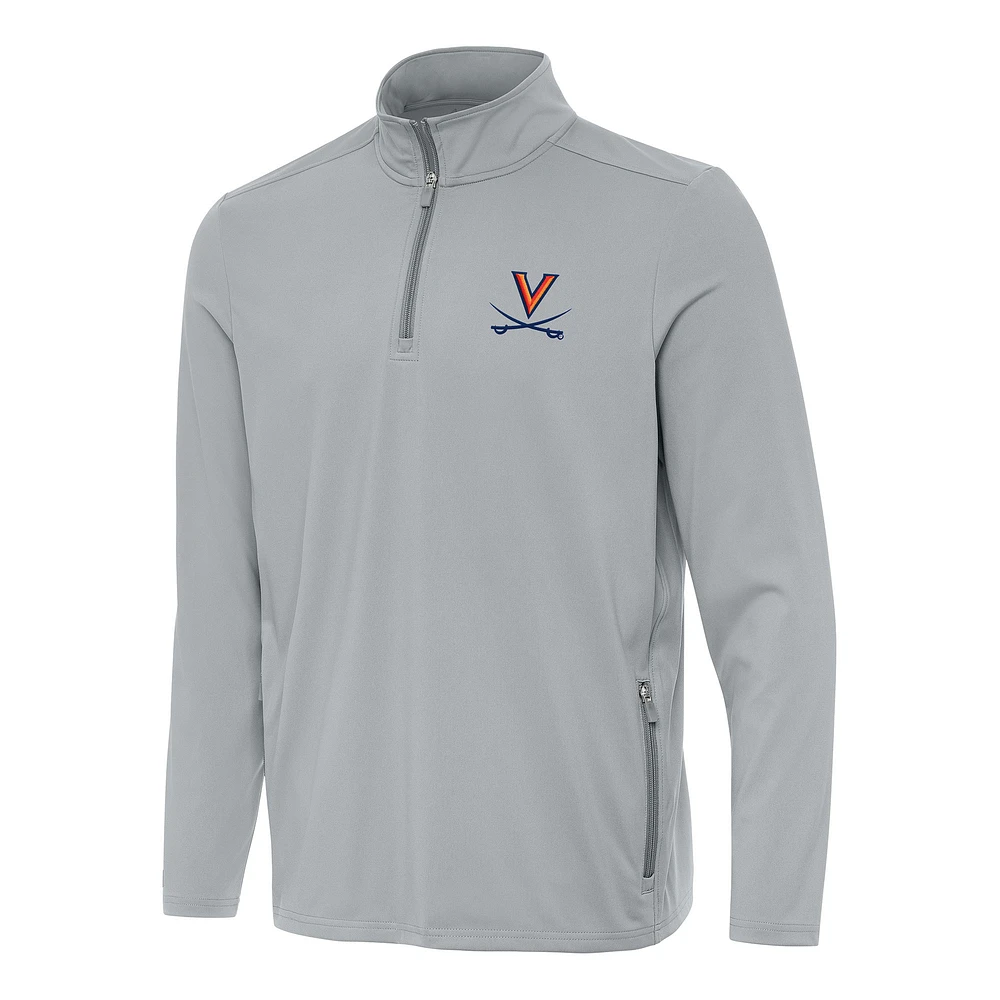 Men's Antigua Gray Virginia Cavaliers Perilous Quarter-Zip Sweatshirt