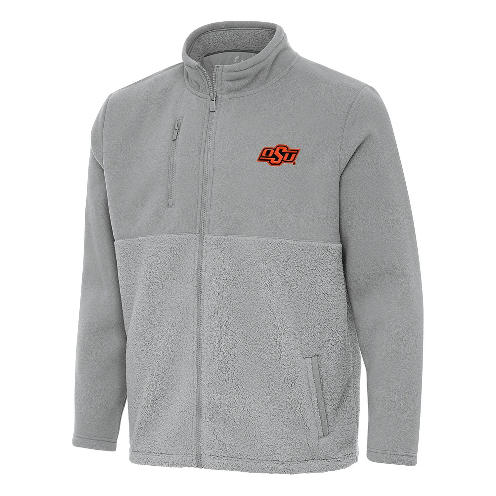 Men's Antigua Gray Oklahoma State Cowboys Daily Fused Full-Zip Jacket