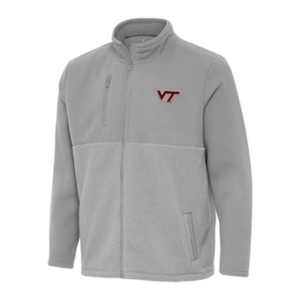 Men's Antigua Gray Virginia Tech Hokies Daily Fused Full-Zip Jacket