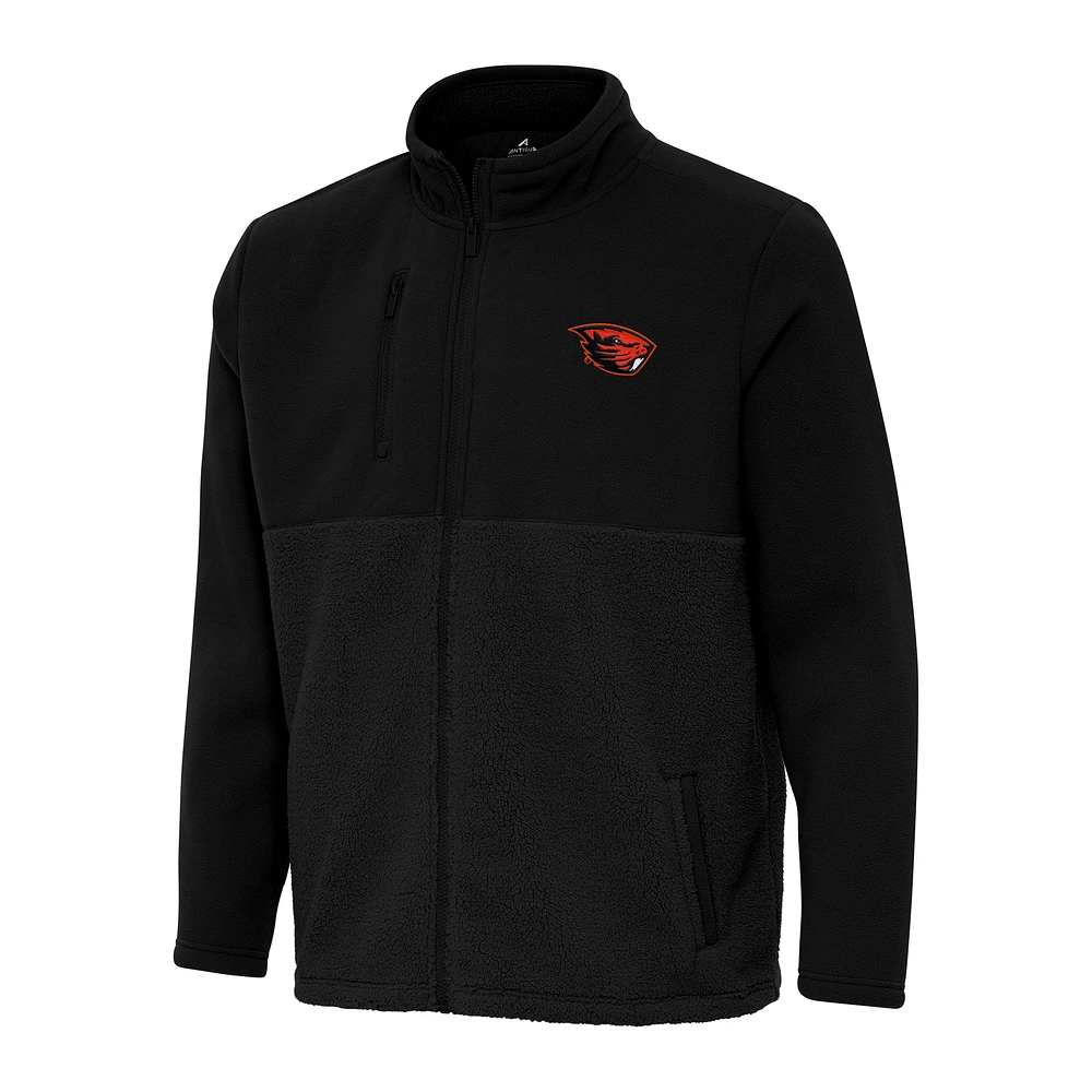 Men's Antigua Black Oregon State Beavers Daily Fused Full-Zip Jacket
