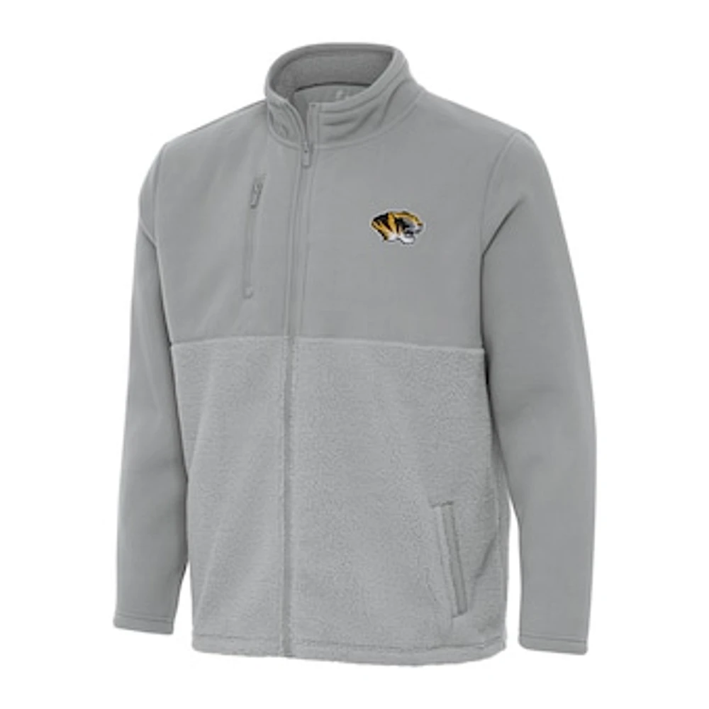 Men's Antigua Gray Missouri Tigers Daily Fused Full-Zip Jacket