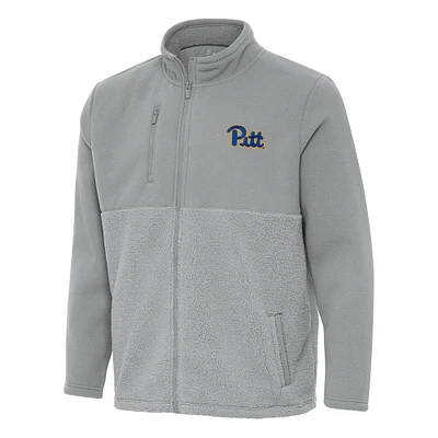 Men's Antigua Gray Pitt Panthers Daily Fused Full-Zip Jacket