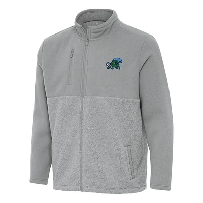 Men's Antigua Gray Tulane Green Wave Daily Fused Full-Zip Jacket