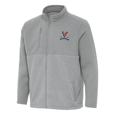 Men's Antigua Gray Virginia Cavaliers Daily Fused Full-Zip Jacket