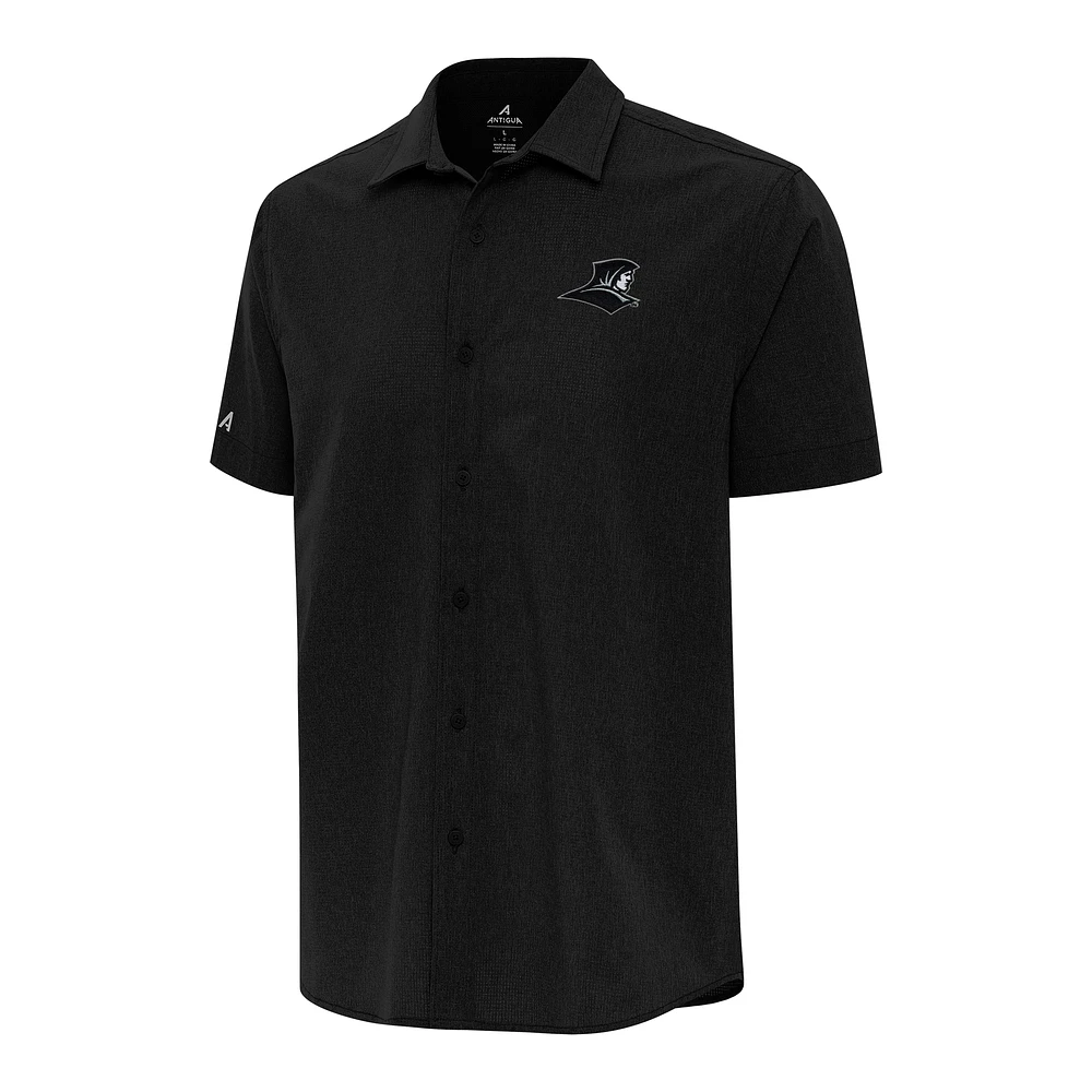 Men's Antigua Black Providence Friars Activate Woven Short Sleeve Button-Up Shirt