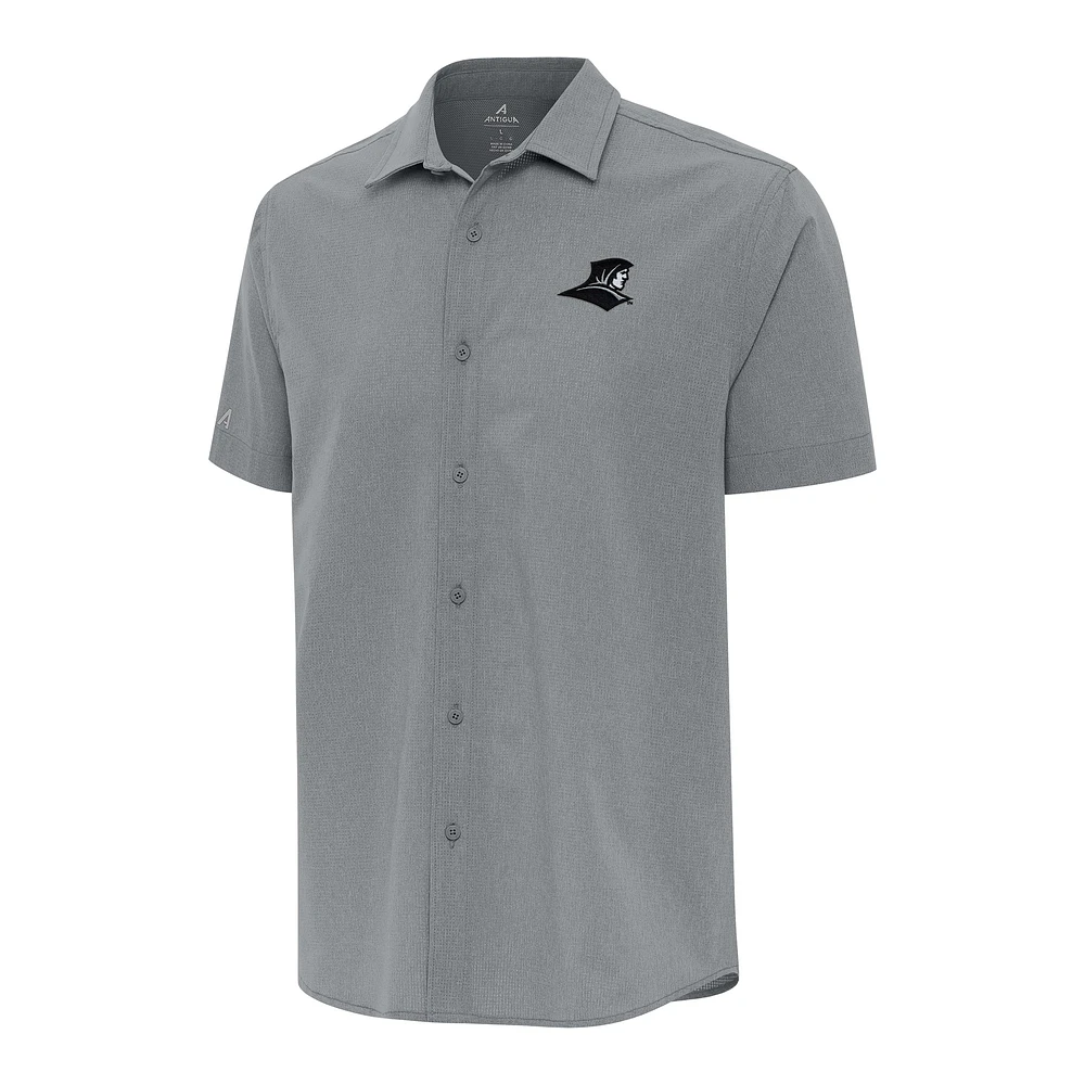 Men's Antigua Gray Providence Friars Activate Woven Short Sleeve Button-Up Shirt