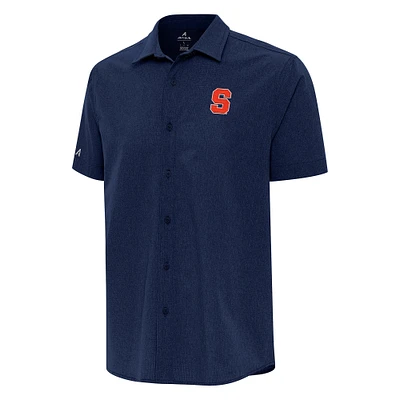 Men's Antigua Navy Syracuse Orange Activate Woven Short Sleeve Button-Up Shirt
