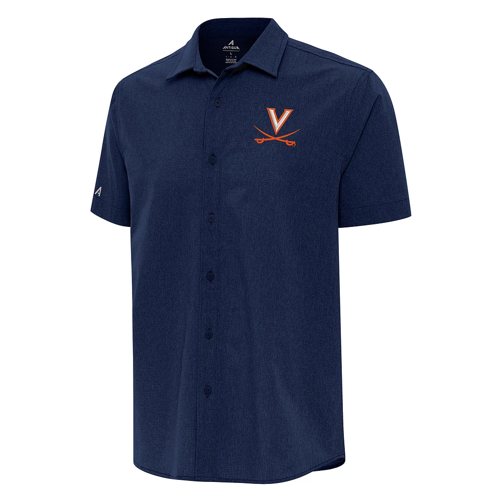 Men's Antigua Navy Virginia Cavaliers Activate Woven Short Sleeve Button-Up Shirt