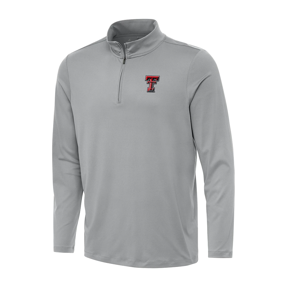 Men's Antigua Gray Texas Tech Red Raiders Reprocess Quarter-Zip Top