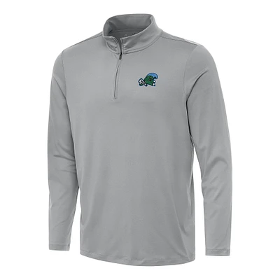 Men's Antigua Gray Tulane Green Wave Reprocess Quarter-Zip Top
