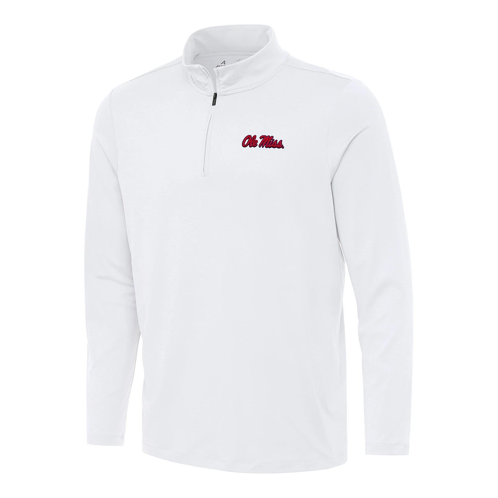 Men's Antigua White Ole Miss Rebels Reprocess Quarter-Zip Top