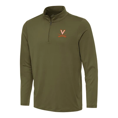 Men's Antigua Olive Virginia Cavaliers Reprocess Quarter-Zip Top