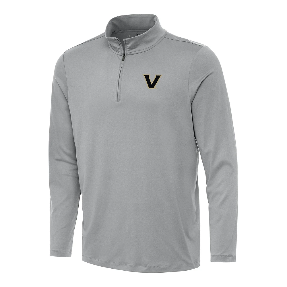 Men's Antigua Gray Vanderbilt Commodores Reprocess Quarter-Zip Top