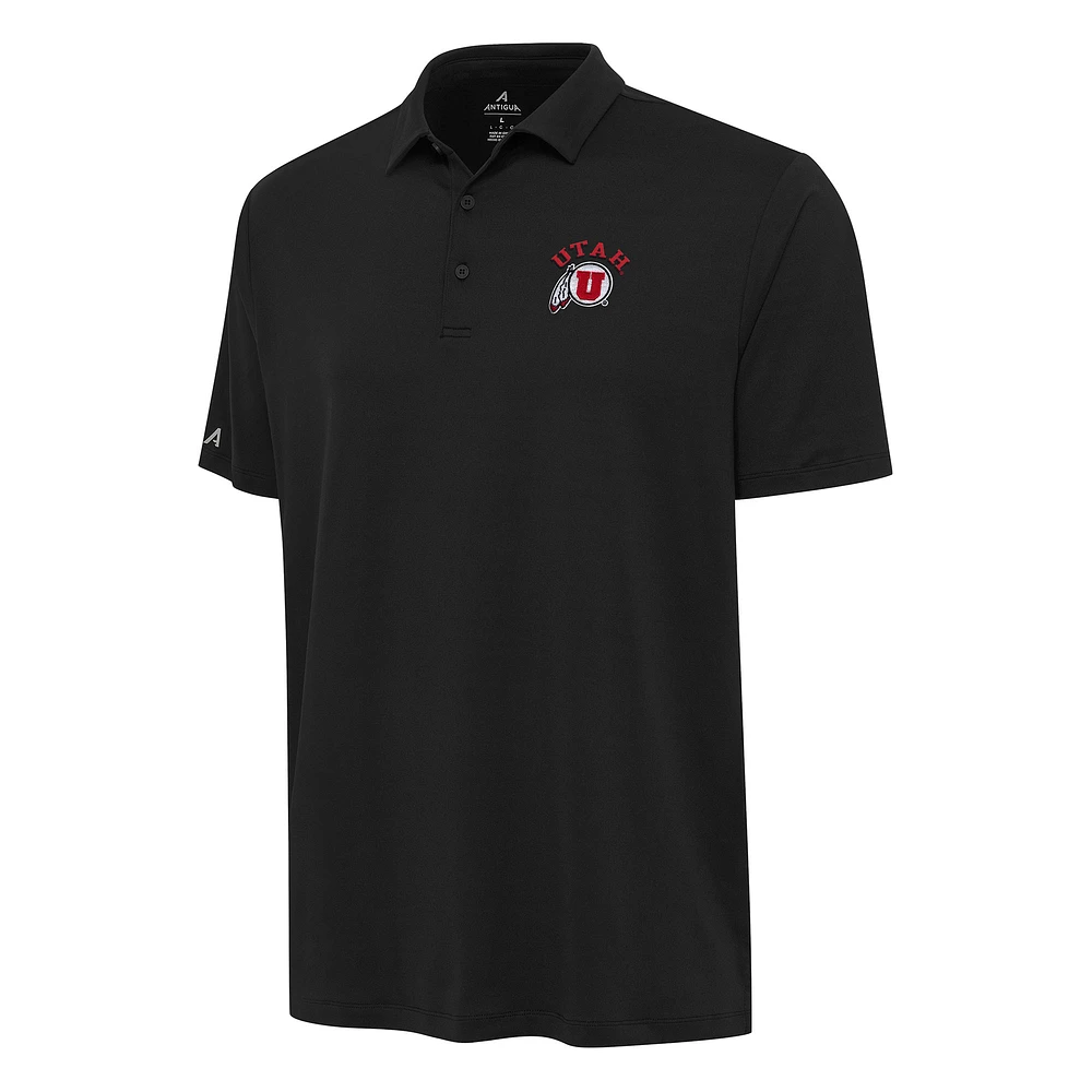 Men's Antigua Black Utah Utes Reprocess Polo