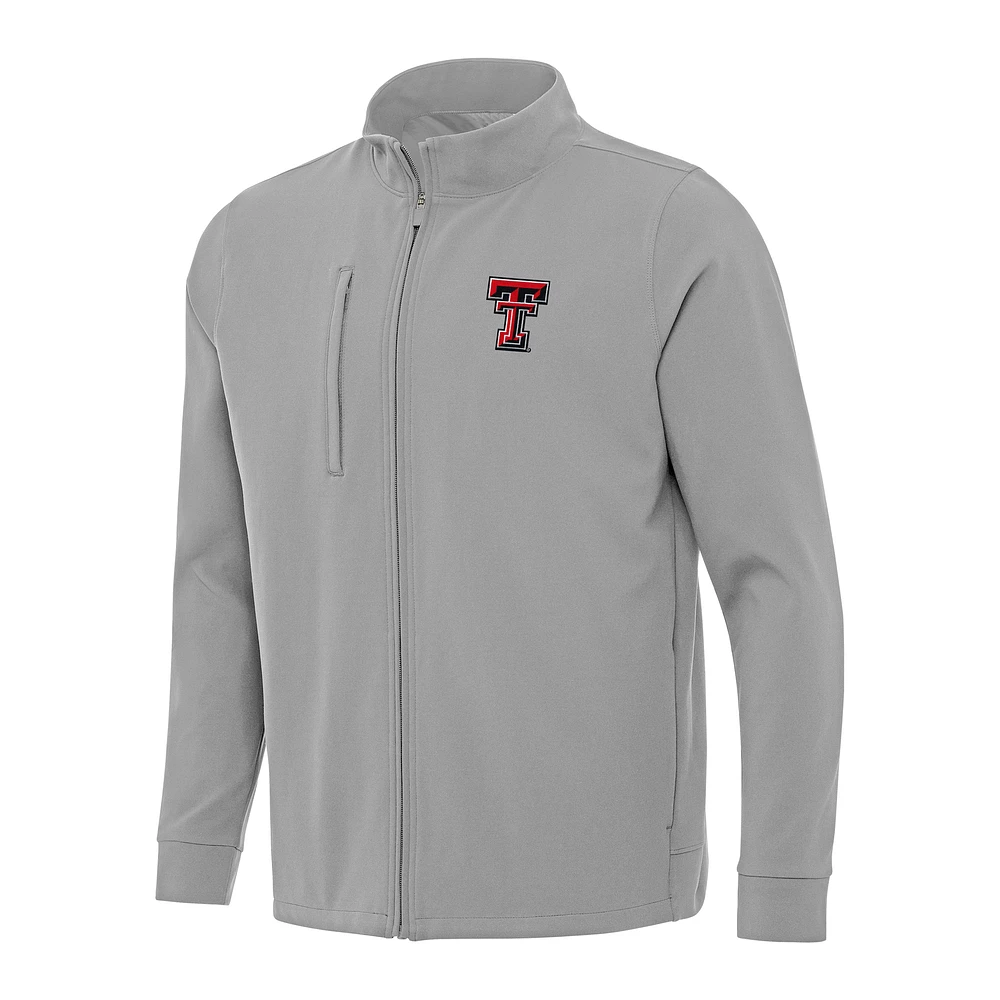 Men's Antigua Gray Texas Tech Red Raiders Regard Full-Zip Jacket
