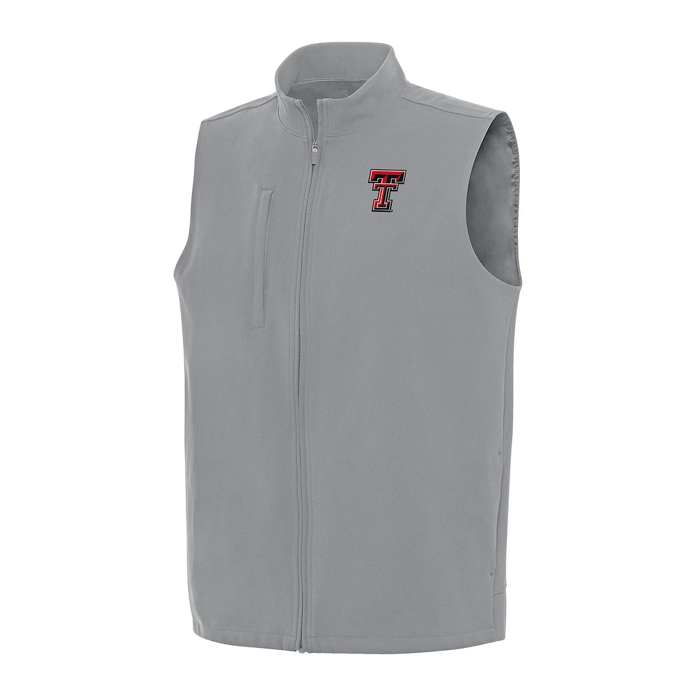 Men's Antigua Gray Texas Tech Red Raiders Regard Full-Zip Vest