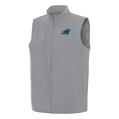 Men's Antigua Gray Tulane Green Wave Regard Full-Zip Vest