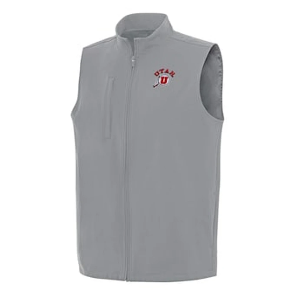 Men's Antigua Gray Utah Utes Regard Full-Zip Vest