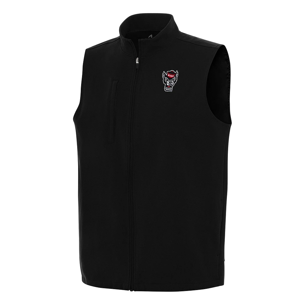 Men's Antigua Black NC State Wolfpack Regard Full-Zip Vest