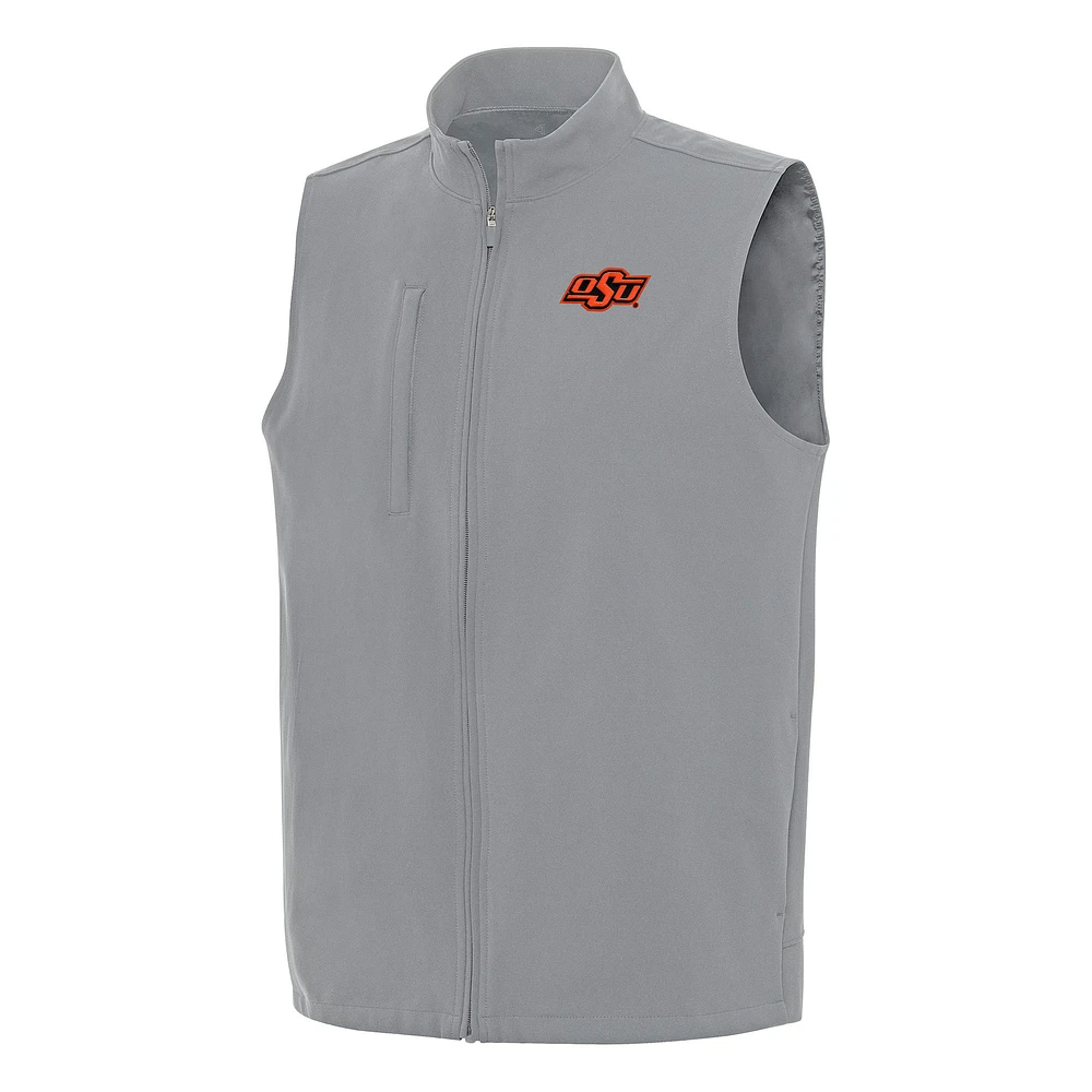 Men's Antigua Gray Oklahoma State Cowboys Regard Full-Zip Vest