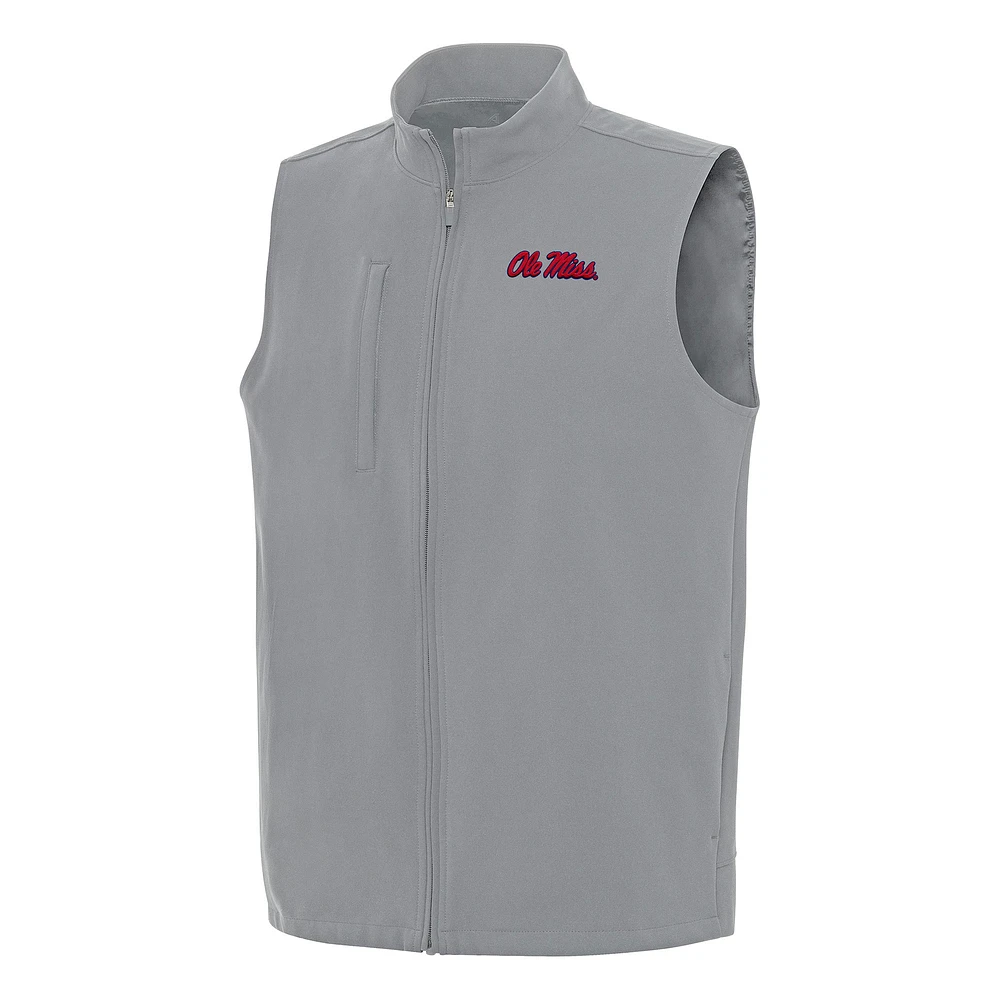 Men's Antigua Gray Ole Miss Rebels Regard Full-Zip Vest