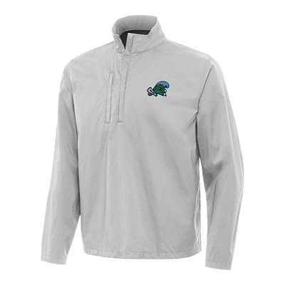 Men's Antigua Gray Tulane Green Wave Brisk Quarter-Zip Windbreaker
