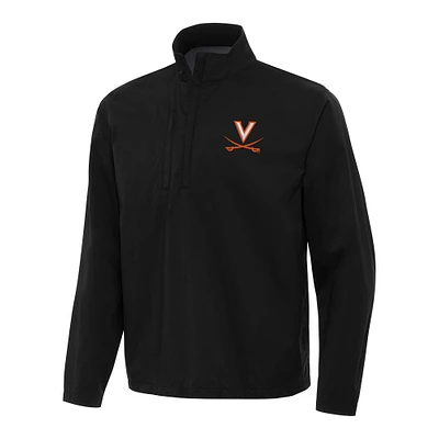 Men's Antigua Black Virginia Cavaliers Brisk Quarter-Zip Windbreaker