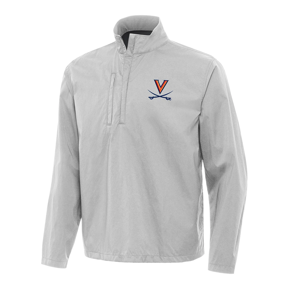 Men's Antigua Gray Virginia Cavaliers Brisk Quarter-Zip Windbreaker