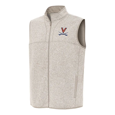 Men's Antigua Oatmeal Virginia Cavaliers Fortune Full-Zip Vest
