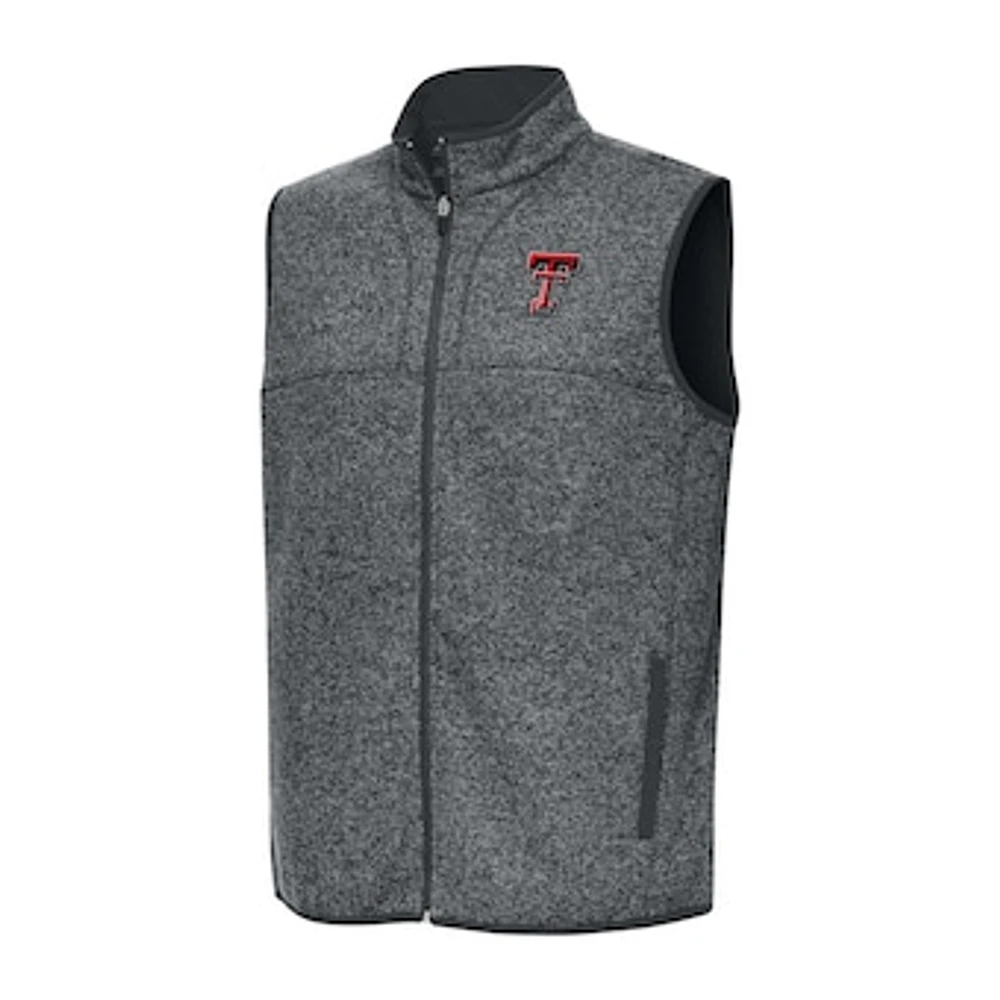 Men's Antigua Heather Charcoal Texas Tech Red Raiders Fortune Full-Zip Vest