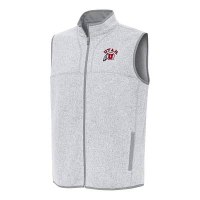 Men's Antigua Heather Gray Utah Utes Fortune Full-Zip Vest