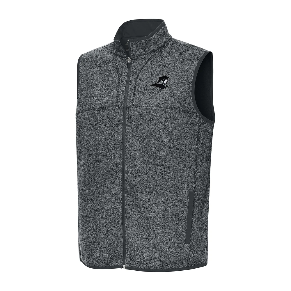 Men's Antigua Heather Charcoal Providence Friars Fortune Full-Zip Vest