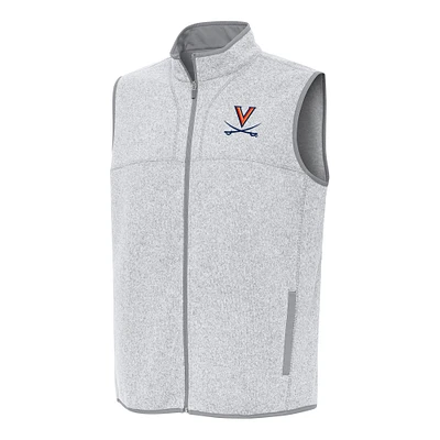 Men's Antigua Heather Gray Virginia Cavaliers Fortune Full-Zip Vest