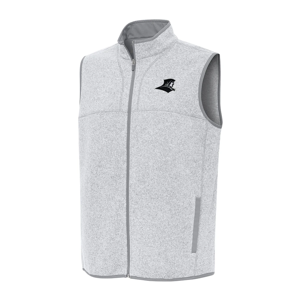 Men's Antigua Heather Gray Providence Friars Fortune Full-Zip Vest