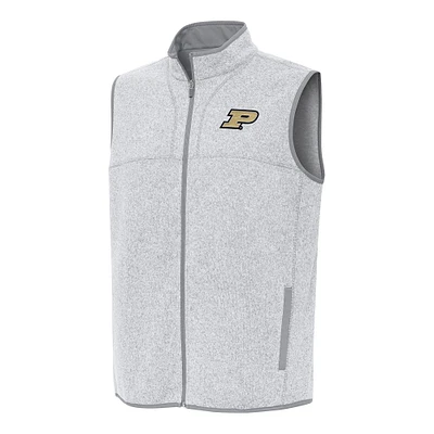 Men's Antigua Heather Gray Purdue Boilermakers Fortune Full-Zip Vest