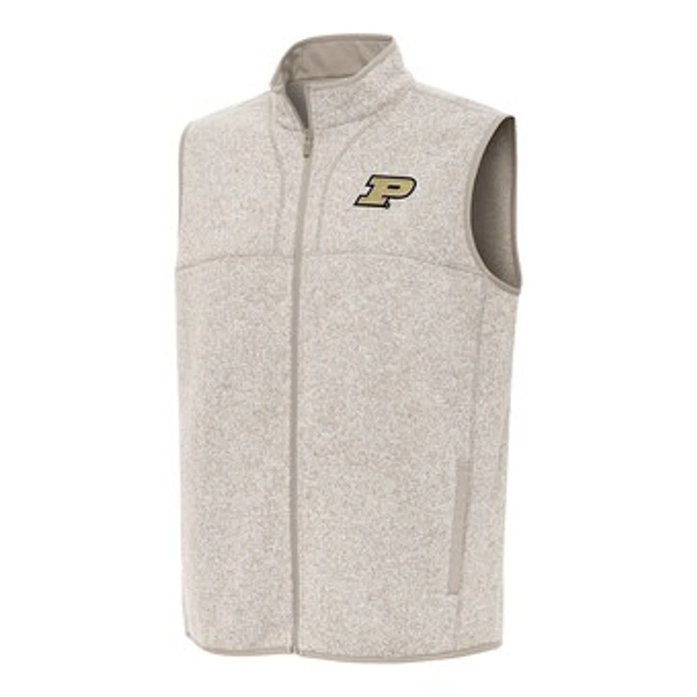 Men's Antigua Oatmeal Purdue Boilermakers Fortune Full-Zip Vest