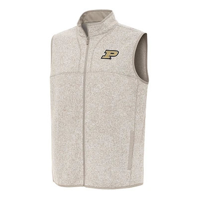 Men's Antigua Oatmeal Purdue Boilermakers Fortune Full-Zip Vest