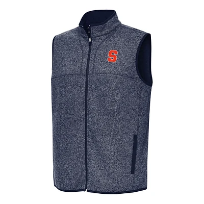 Men's Antigua Heather Navy Syracuse Orange Fortune Full-Zip Vest